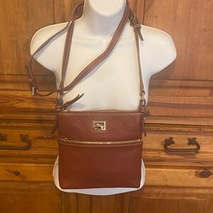Dooney & Bourke Dillen Leather Letter Carrier Crossbody Bag Brown
